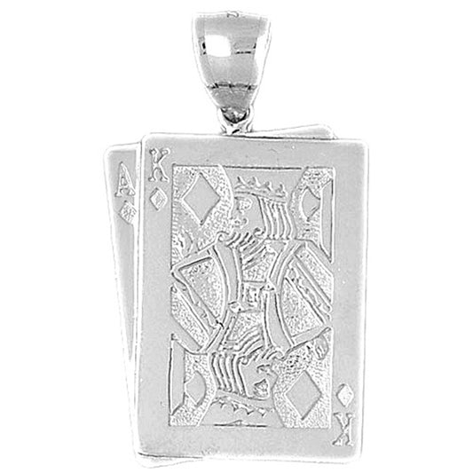 10K, 14K or 18K Gold Playing Cards, 21, Ace And King of Diamonds Pendant