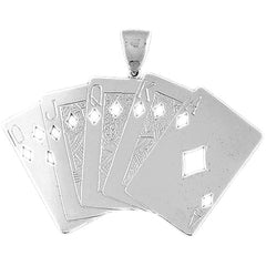 Sterling Silver Playing Cards, Royal Flush Pendant