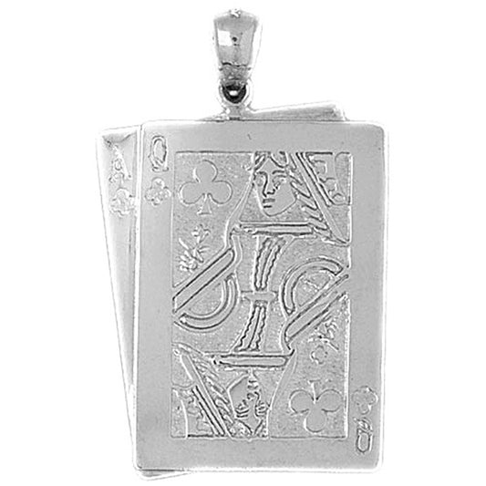 Sterling Silver Playing Cards, 21, Ace And Queen Pendant