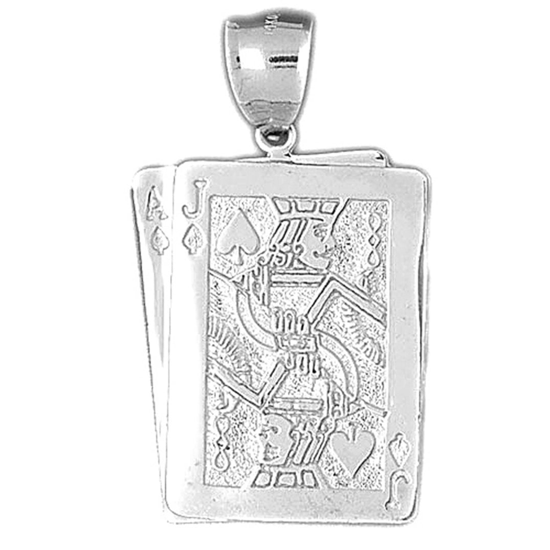 Sterling Silver Playing Cards, 21, Ace And Jack Pendant