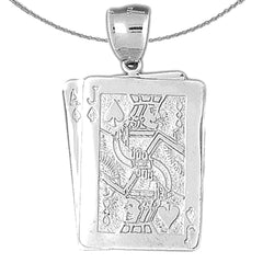 Sterling Silver Playing Cards, 21, Ace And Jack Pendant (Rhodium or Yellow Gold-plated)