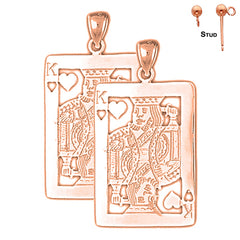 14K or 18K Gold 44mm Playing Cards, King Of Hearts Earrings