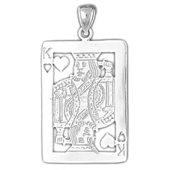 Sterling Silver Playing Cards, King Of Hearts Pendant