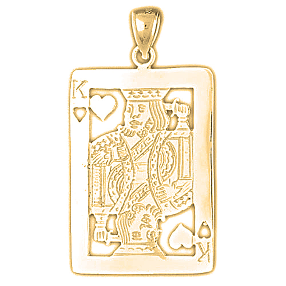 Yellow Gold-plated Silver Playing Cards, King Of Hearts Pendant
