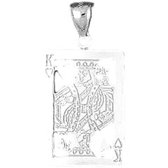 Sterling Silver Playing Cards, King Of Hearts Pendant