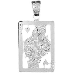 Sterling Silver Playing Cards, Queen Of Hearts Pendant