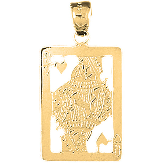 10K, 14K or 18K Gold Playing Cards, Queen Of Hearts Pendant