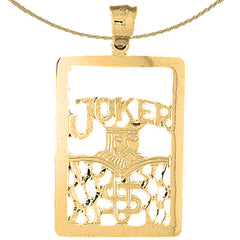 Sterling Silver Playing Cards, Joker Pendant (Rhodium or Yellow Gold-plated)