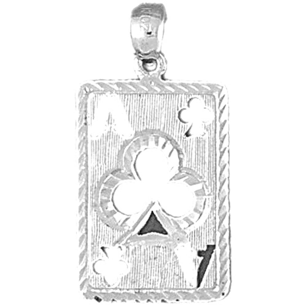 Sterling Silver Playing Cards, Ace Of Clubs Pendant