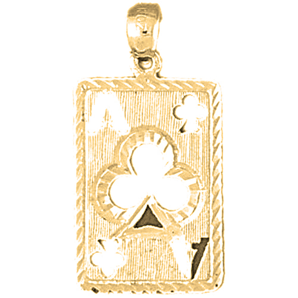 Yellow Gold-plated Silver Playing Cards, Ace Of Clubs Pendant
