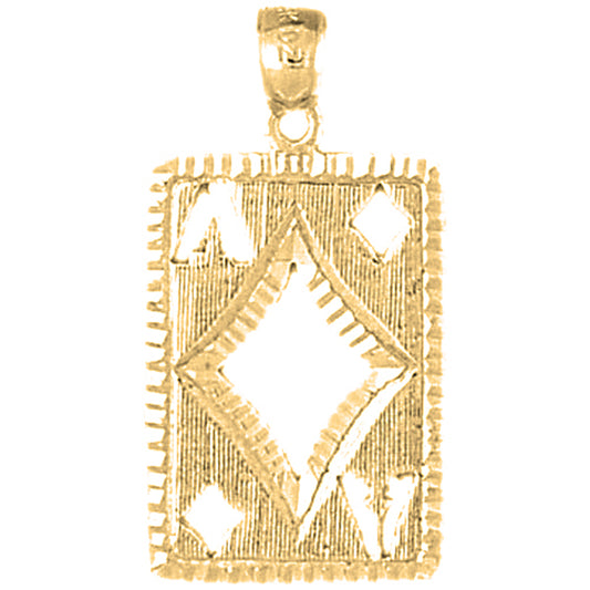 Yellow Gold-plated Silver Playing Cards, Ace Of Diamonds Pendant