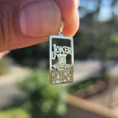 Sterling Silver Playing Cards, Joker Pendant (Rhodium or Yellow Gold-plated)