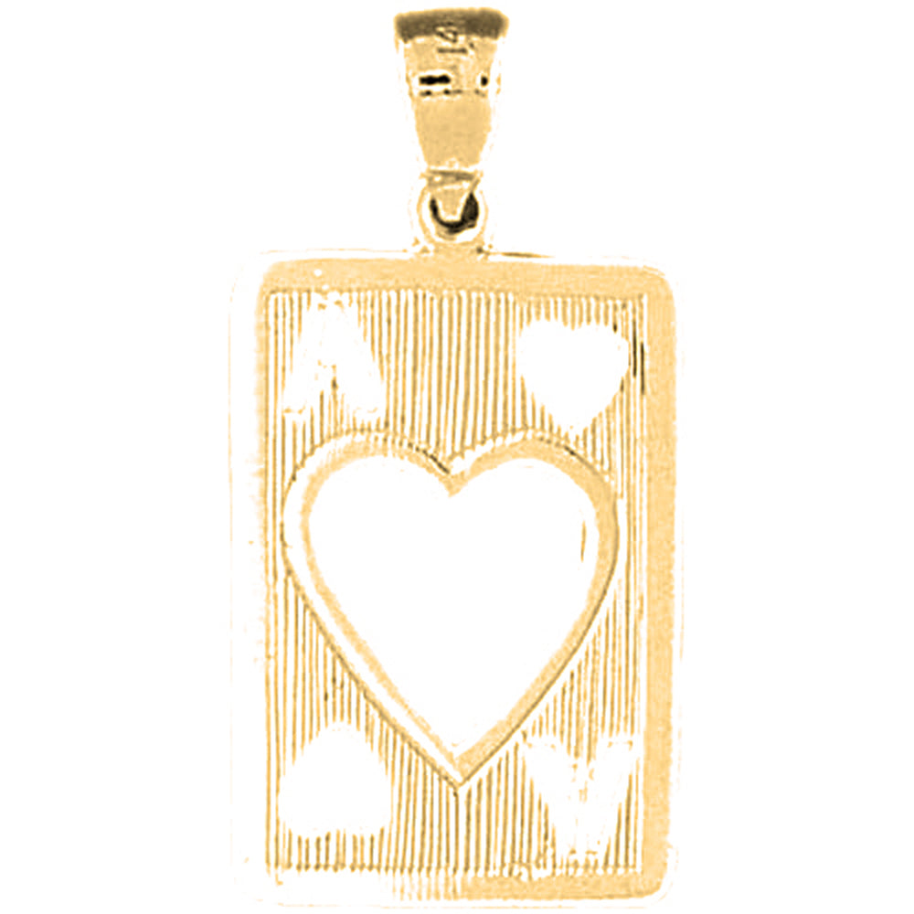 Yellow Gold-plated Silver Playing Cards, Ace Of Hearts Pendant
