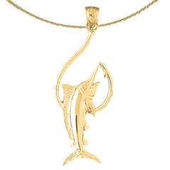Sterling Silver Marlin Pendant (Rhodium or Yellow Gold-plated)