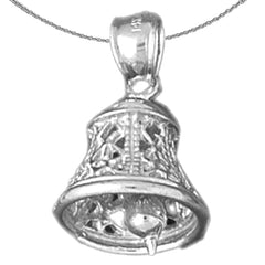 Sterling Silver 3D Bell Pendant (Rhodium or Yellow Gold-plated)