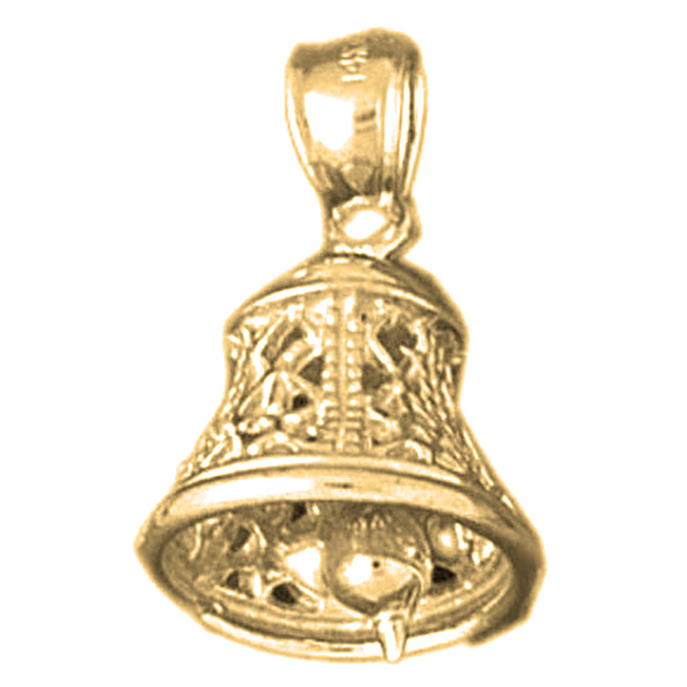 Yellow Gold-plated Silver 3D Bell Pendant