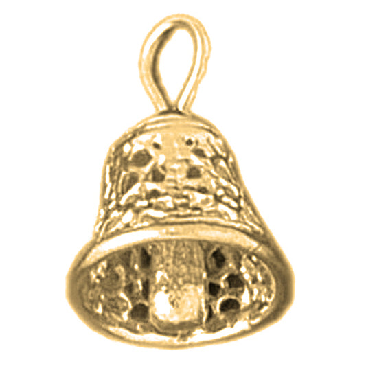 10K, 14K or 18K Gold 3D Bell Pendant