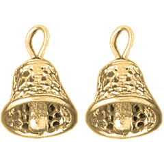 14K or 18K Gold 18mm 3D Bell Earrings