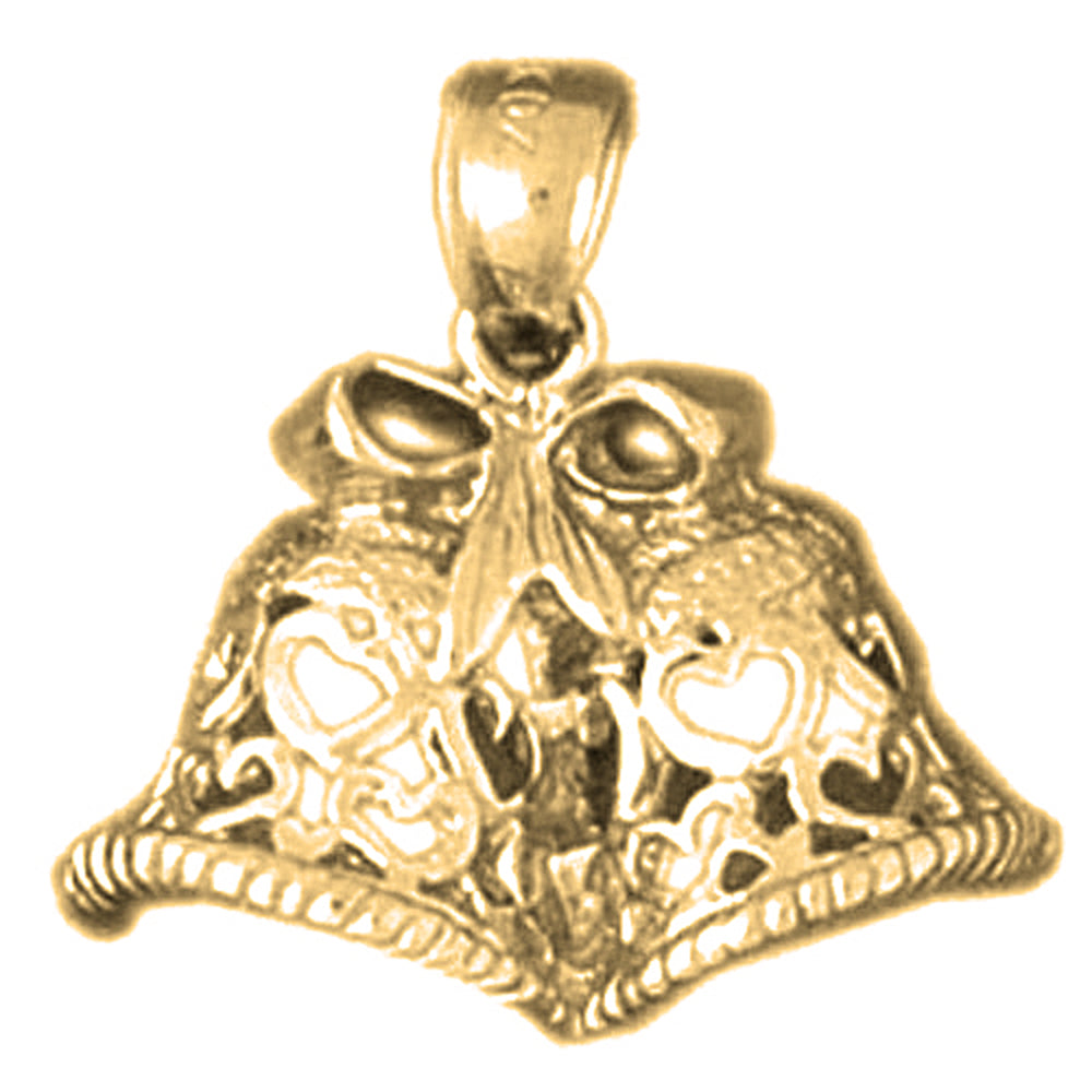 Yellow Gold-plated Silver Christmas Bells Pendant