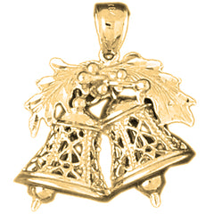 Yellow Gold-plated Silver Christmas Bells Pendant