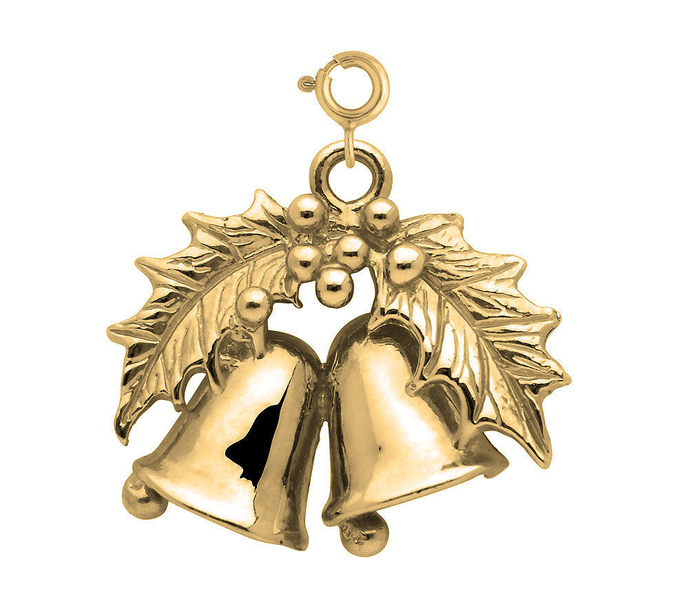 Yellow Gold-plated Silver Christmas Bells Pendant