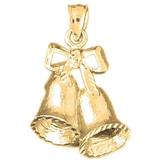 Yellow Gold-plated Silver Christmas Bells Pendant