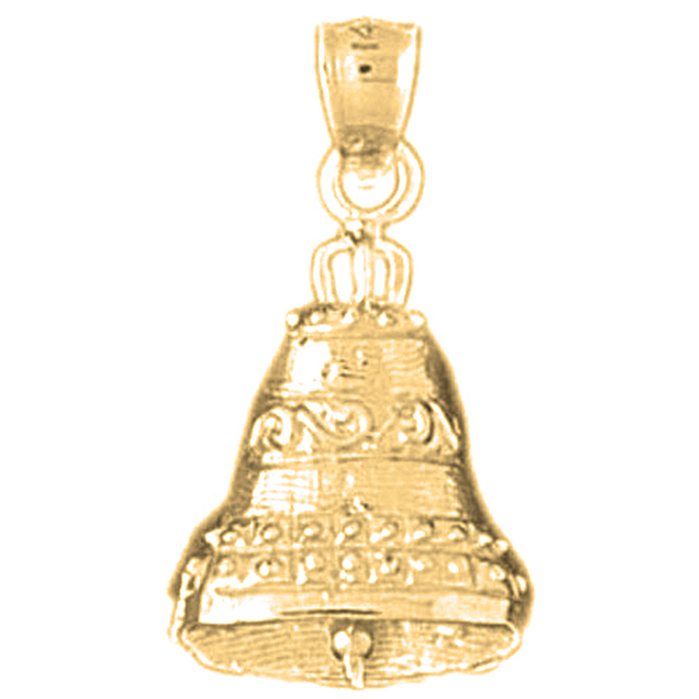 Yellow Gold-plated Silver Christmas Bell Pendant