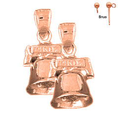 14K or 18K Gold 19mm 3D Christmas Bell Earrings