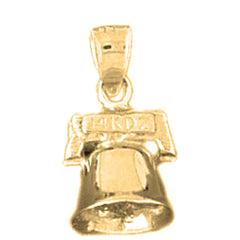 Yellow Gold-plated Silver 3D Christmas Bell Pendant