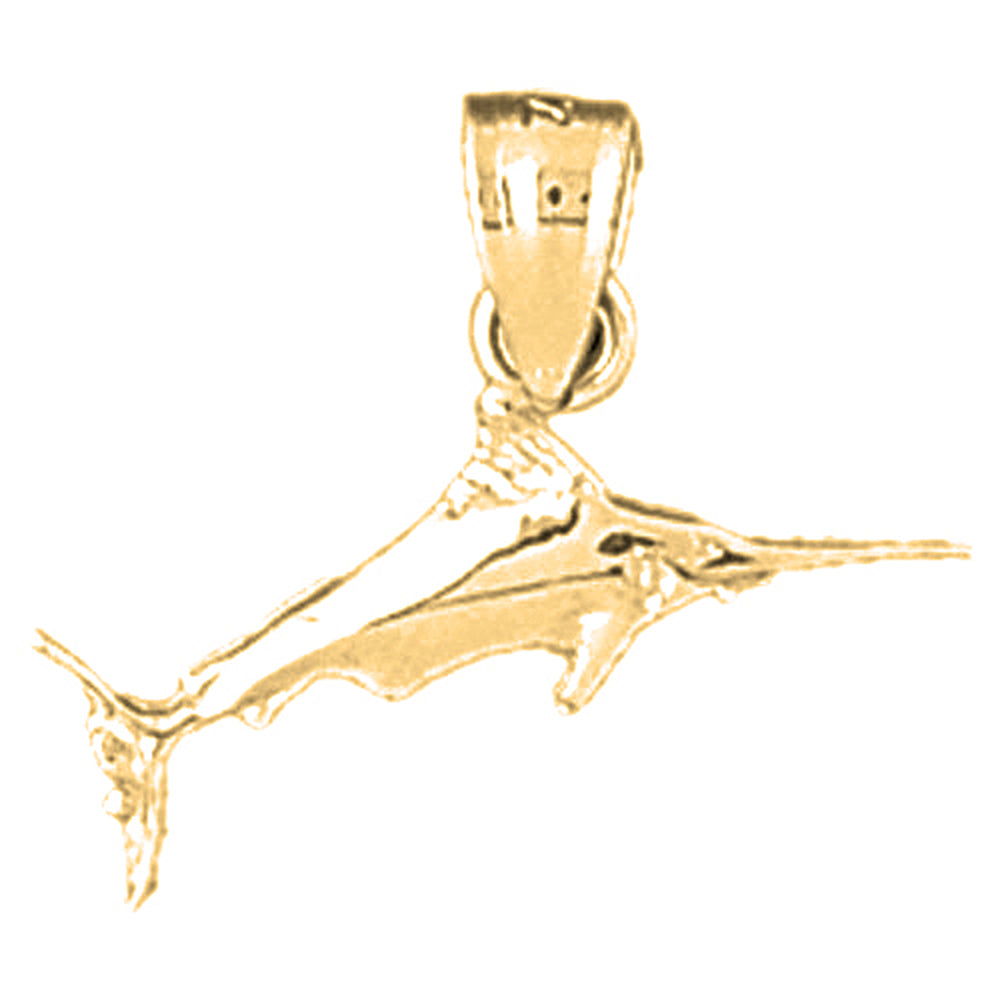 Yellow Gold-plated Silver Marlin Pendant