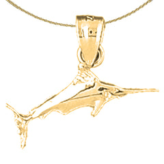 Sterling Silver Marlin Pendant (Rhodium or Yellow Gold-plated)