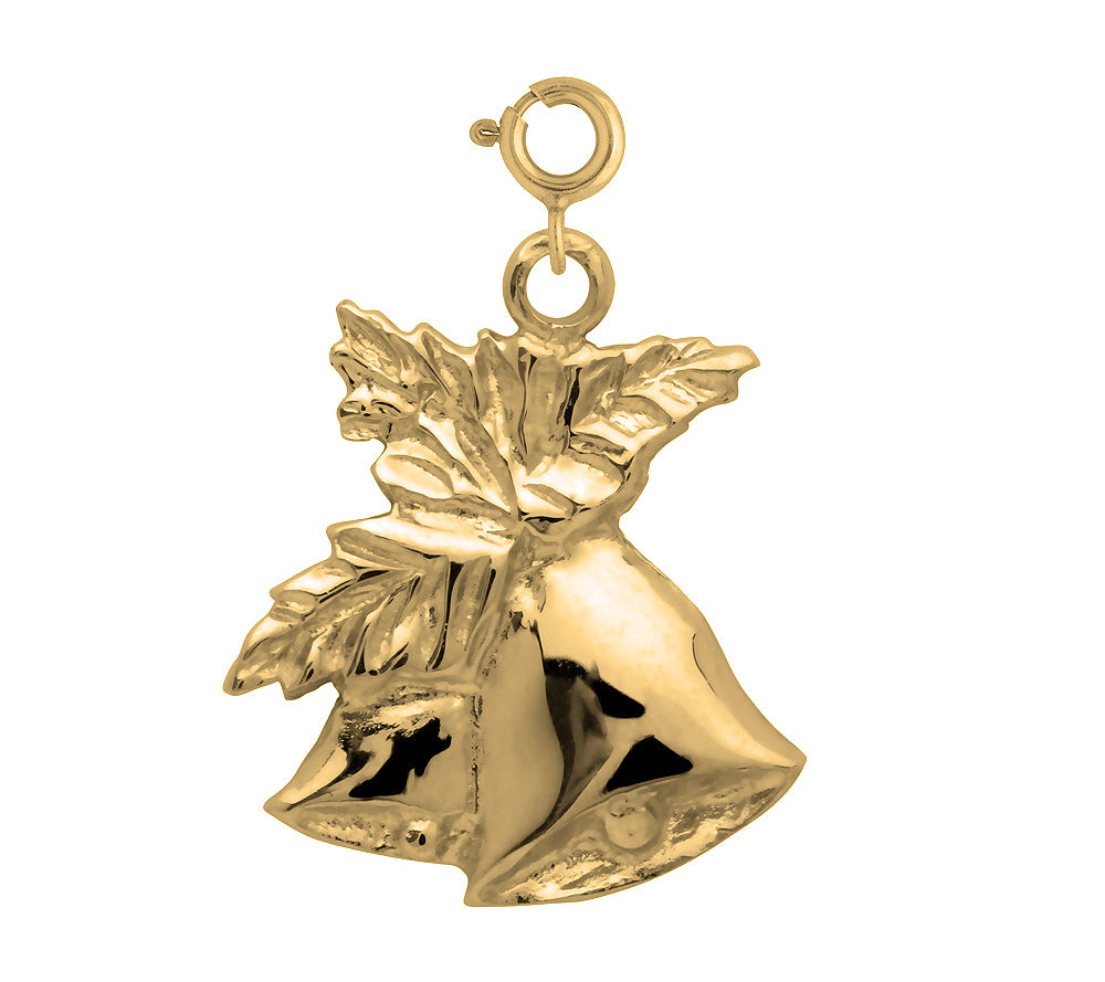 Yellow Gold-plated Silver Christmas Bell Pendant