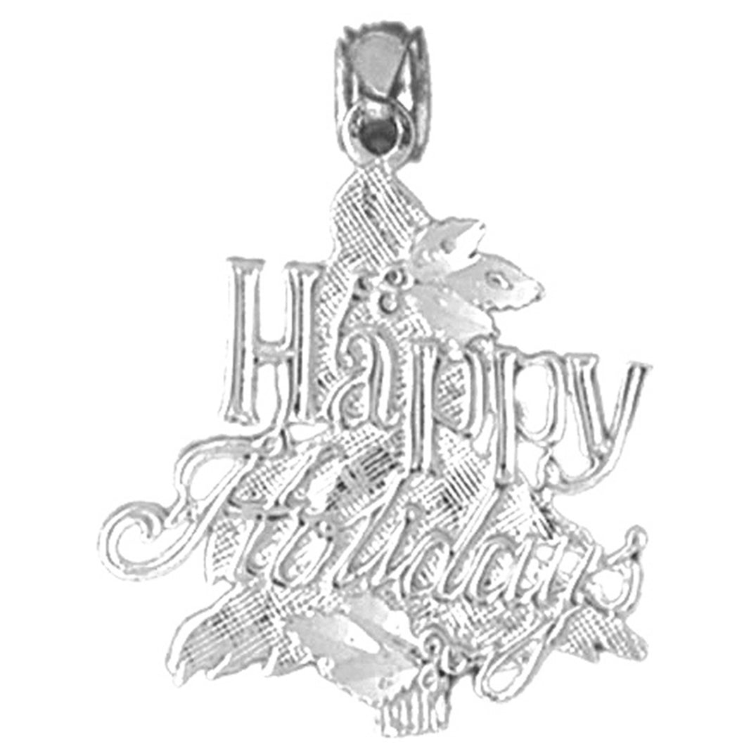Sterling Silver Happy Holidays Pendant