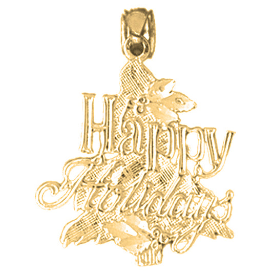 10K, 14K or 18K Gold Happy Holidays Pendant