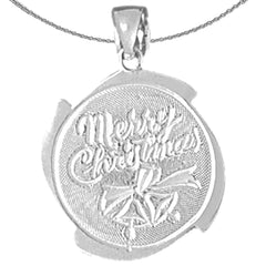 Sterling Silver Merry Christmas Pendant (Rhodium or Yellow Gold-plated)