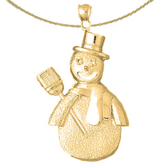 Sterling Silver Snow Man Pendant (Rhodium or Yellow Gold-plated)