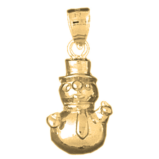 Yellow Gold-plated Silver Snow Man Pendant