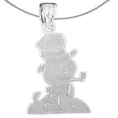 Sterling Silver Snow Man Pendant (Rhodium or Yellow Gold-plated)