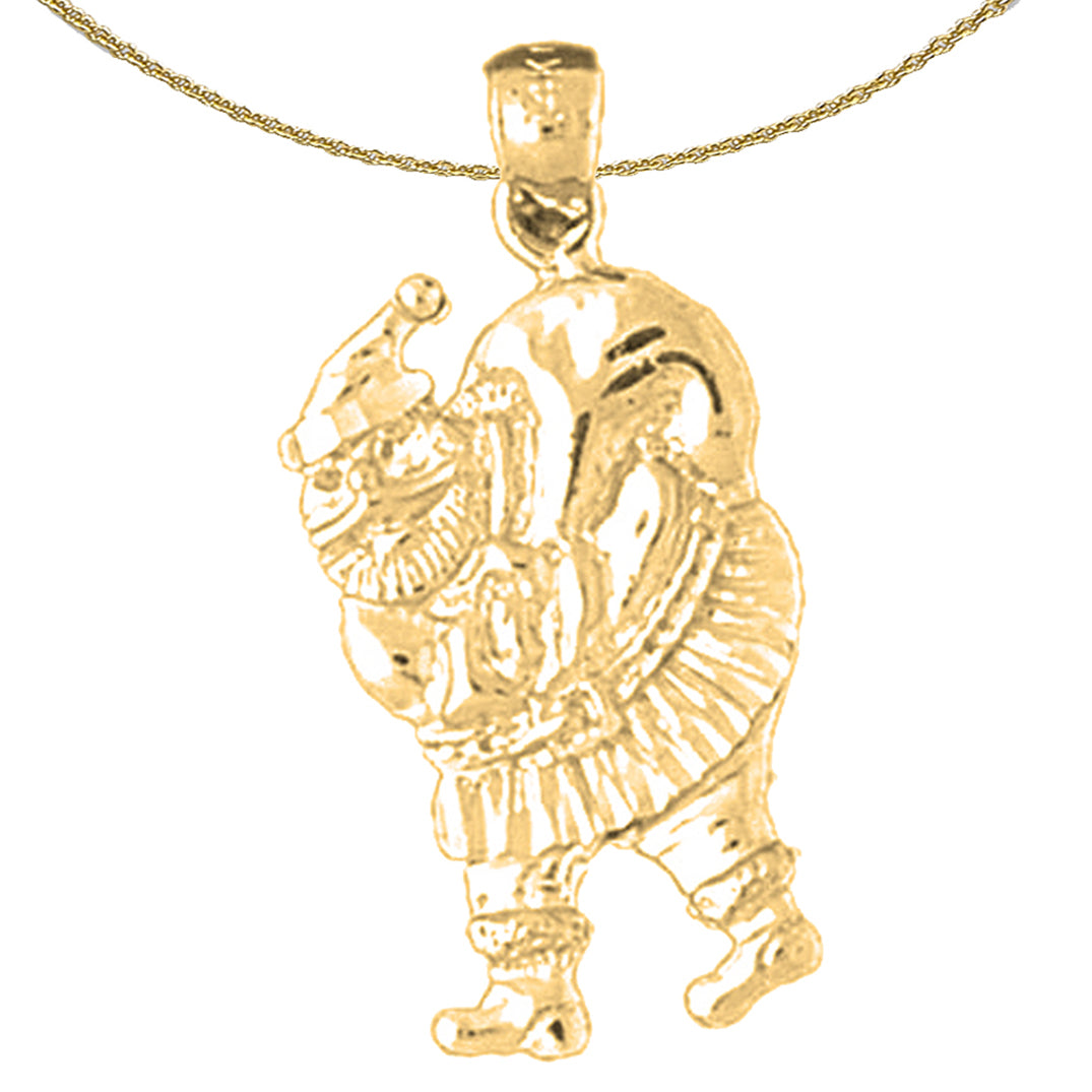 Sterling Silver Santa Clause Pendant (Rhodium or Yellow Gold-plated)