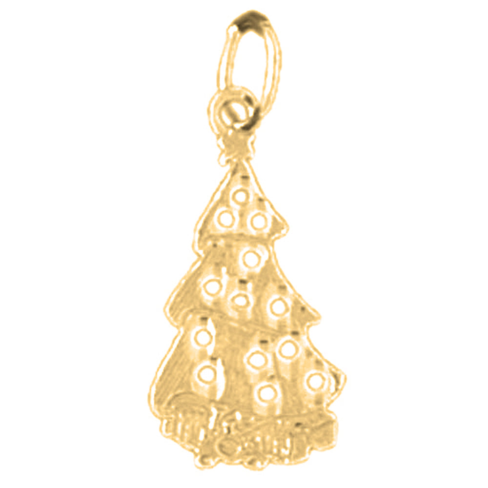 Yellow Gold-plated Silver Christmas Tree Pendant