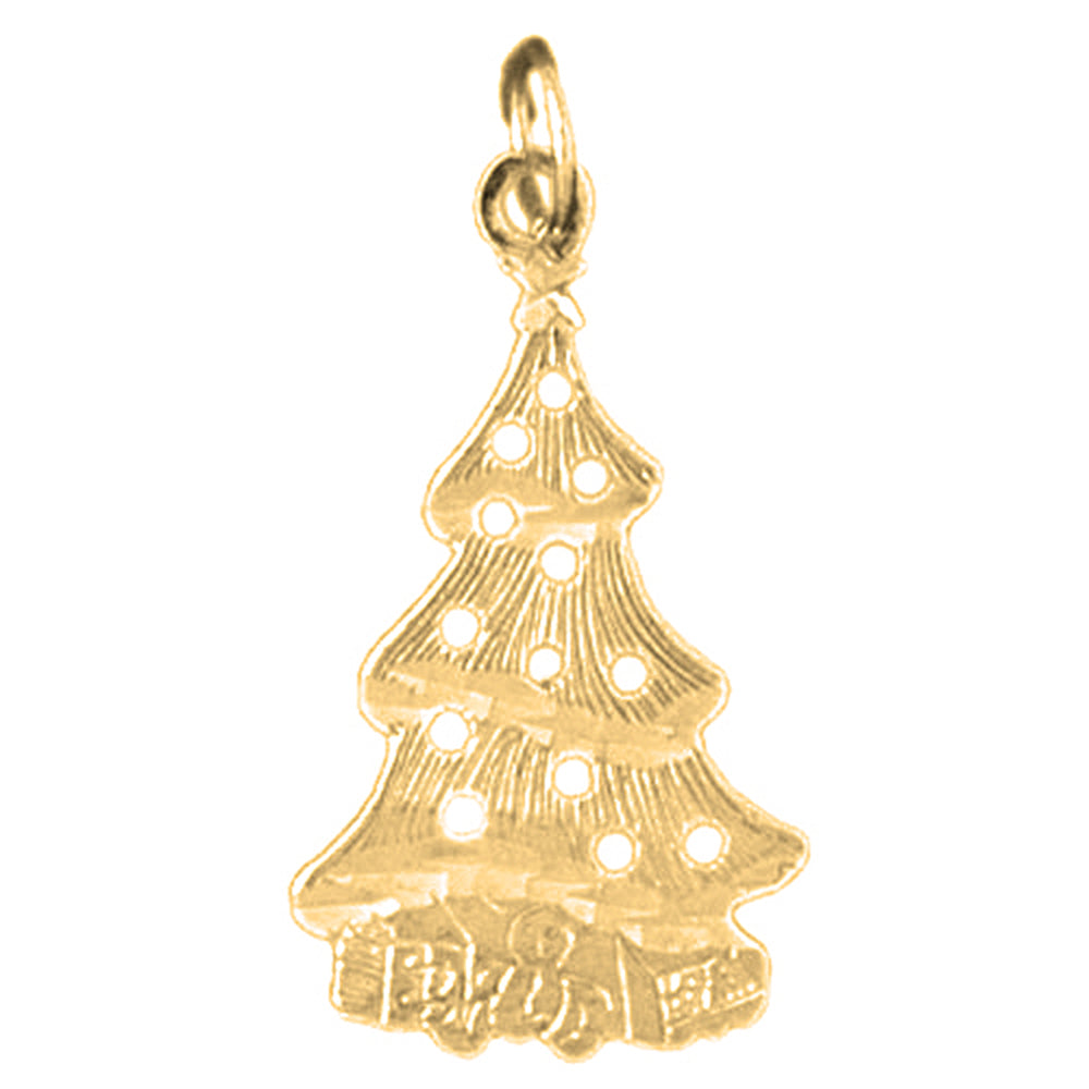 Yellow Gold-plated Silver Christmas Tree Pendant