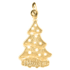 Yellow Gold-plated Silver Christmas Tree Pendant