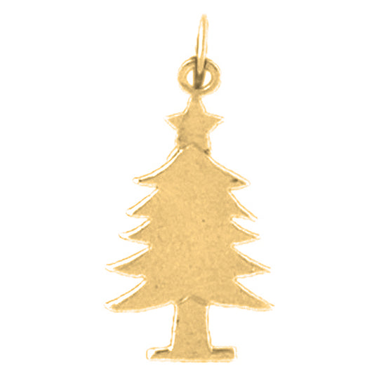 Yellow Gold-plated Silver Christmas Tree Pendant