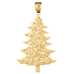 Yellow Gold-plated Silver Christmas Tree Pendant