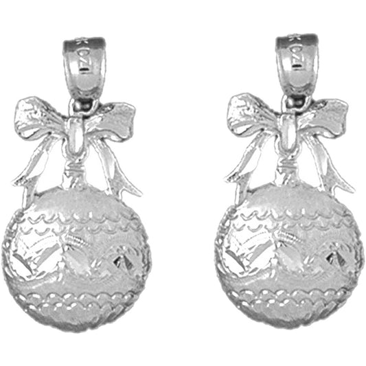 Sterling Silver 25mm Christmas Ornament Earrings