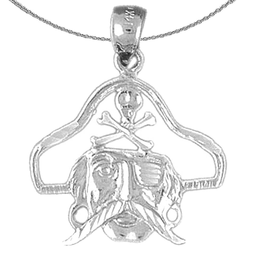 Sterling Silver Pirate Pendant (Rhodium or Yellow Gold-plated)