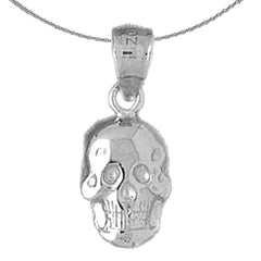Sterling Silver Skull Pendant (Rhodium or Yellow Gold-plated)