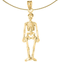 Colgante de esqueleto de plata de ley (bañado en rodio o oro amarillo)