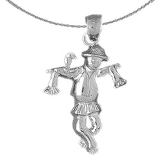 Sterling Silver Scare Crow Pendant (Rhodium or Yellow Gold-plated)