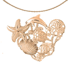 10K, 14K or 18K Gold Dolphins, Starfish, Turtle, Sand Dollar, Shell And Fish Pendant